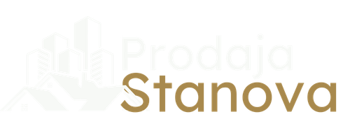 Prodaja Stanova logo with buildings and house icon